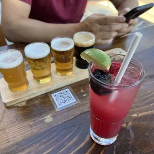Beer flight and Sangria