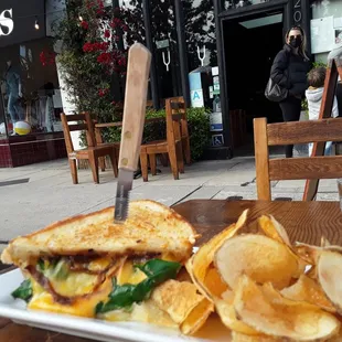 Oh so cheesy with housemade chips on outdoor patio