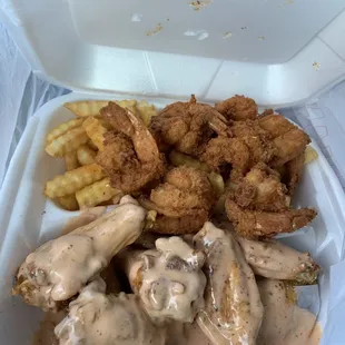 #1 1. Wings and Shrimp, Fries