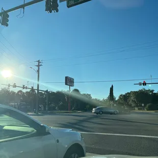 About to drive through.