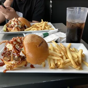 The Texas burger. Sitting outside.