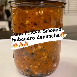 a jar of hot sauce