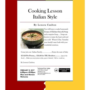 One of our many cooking classes.