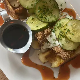 Asheville Hot Fried Chicken with Mac-N-Cheese Waffles