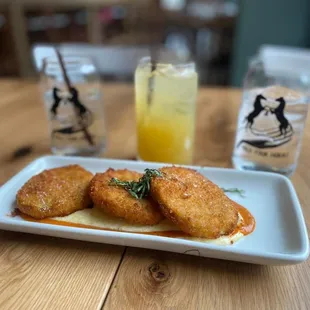 Appetizer: Fried Green Tomatoes Drink: Southern Hospitality Agua Fresca