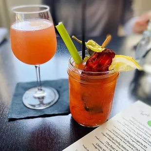 a drink and menu