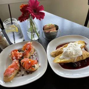 Salmon and capers, French Toast yummy