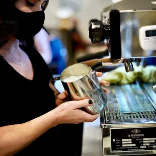 a woman wearing a face mask