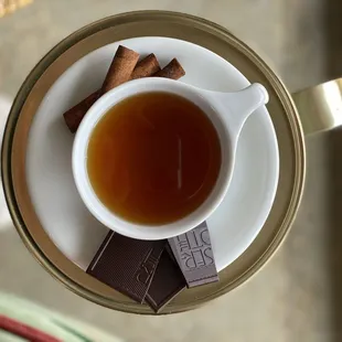 a cup of tea and chocolate