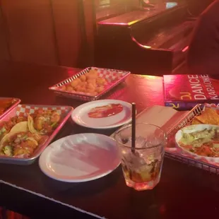 Wings, tacos, tater tots, chips