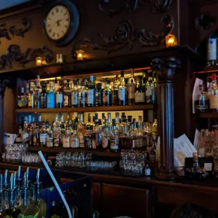 a bar full of liquor bottles