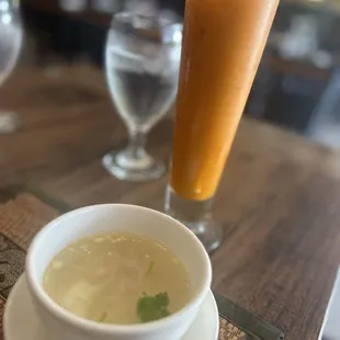 Complimentary rice soup, on the salty side!