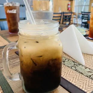 Thai iced coffee, too sweet as expected but very flavorful