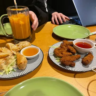 two plates of food on a table