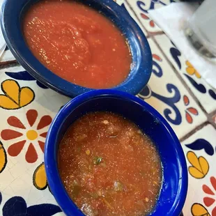 Top is the house salsa. Bottom is the original salsa - both are good!