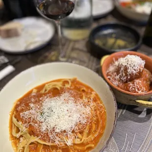 Build your own pasta with meatballs. Meh.