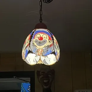 a lamp hanging from the ceiling