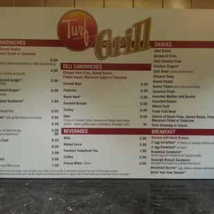 This is the Turf Grill at Green Valley Ranch menu.