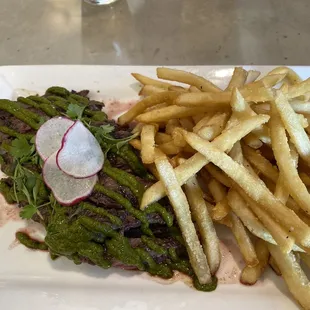 Chimichurri skirt steak and truffle fries