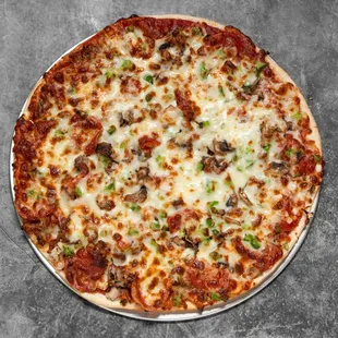 All the flavor in one slice! Dive into our 'House Special' pizza, piled high with all your favorite toppings.
