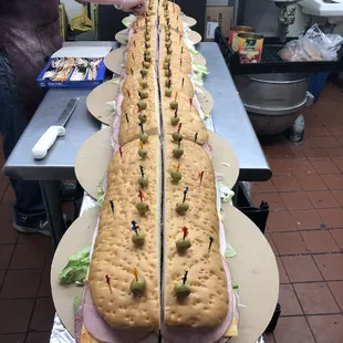 a long sandwich on a table
