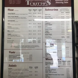 The menu