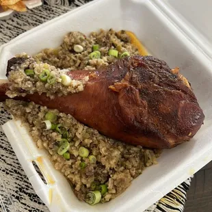 Turkey leg with Dirty Rice