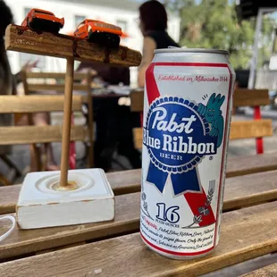 PBR and order totem.   Waiting for that bologna sandich.