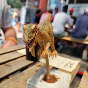 Instead of numbers, they give you funky toys as your place card!