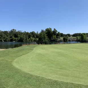 Practice green over looking old quarry.
