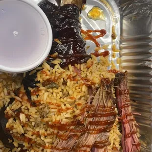 Brisket and Dirty Rice Sstuffed Turkey Legs