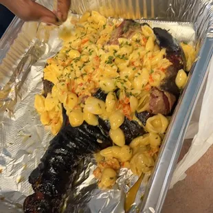 Crawfish Mac and Cheese Stuffed Turkey Legs