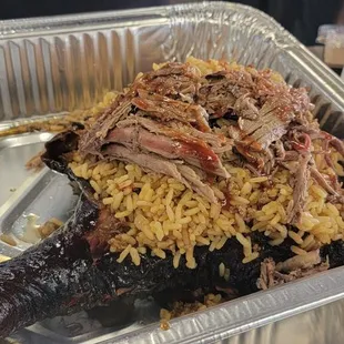 Hennessy Glaze stuffed with dirty rice.