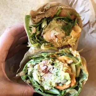 Garden turkey wrap on spinach tortilla