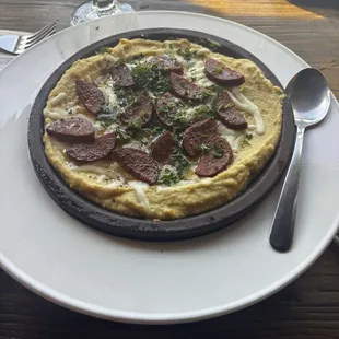 Hot hummus with Greek sausage