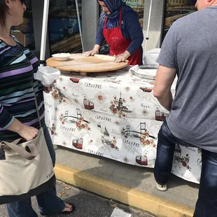 Making fresh Turkish flatbread