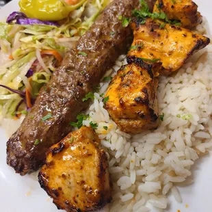 Chicken shish and lamb adana kebob