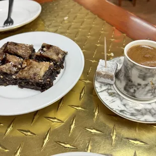 Chocolate baklava and Turkish coffee