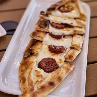 Spicy sausage pide, pretty good