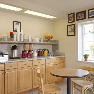 Continental Breakfast Includes; Belgian Waffle, 2 types of cereals, Milk, Juice, and Seattle's Best Coffee.