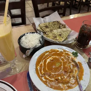 butter chicken and garlic naan
