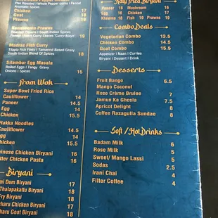 menu