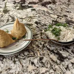 Samosa and Rice