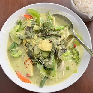 Green Curry Veg with White Rice.