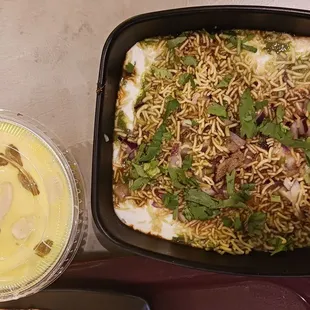 A drink called Piyush and samosa chaat
