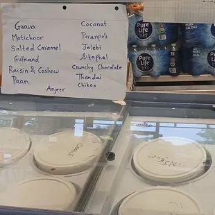 Ice cream counter.