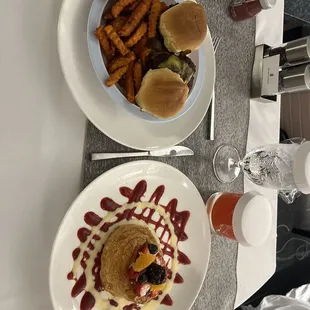 Sliders and fruit tart