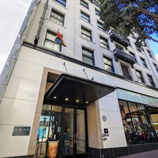 Outside. Storefront. Powell Street entrance. Located inside the Axiom Hotel.