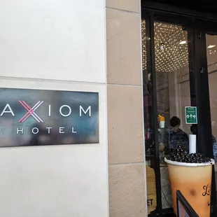 Outside. Storefront. Powell Street entrance. Located inside the Axiom Hotel.