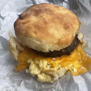 Sausage, egg and cheese biscuit